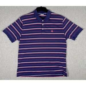 Brooks Brothers 346 Mens XL Blue Striped Cotton Short Sleeve Polo Shirt Logo